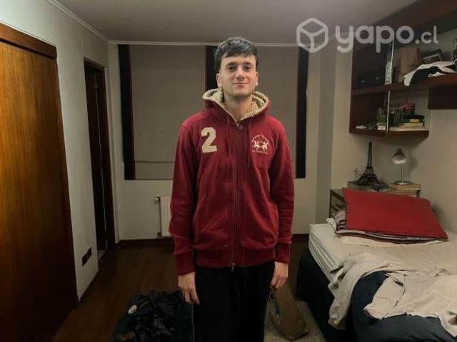 Polerón La Martina Rojo con gorro y cierre talla L