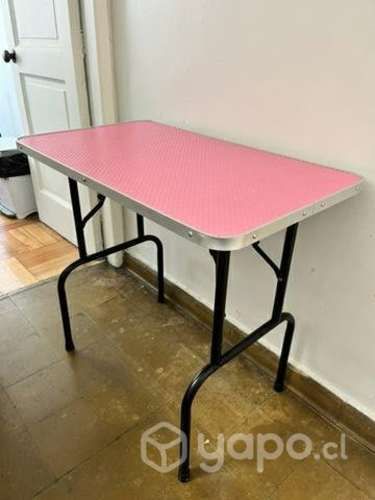 Mesa plegable peluquería canina Rosada