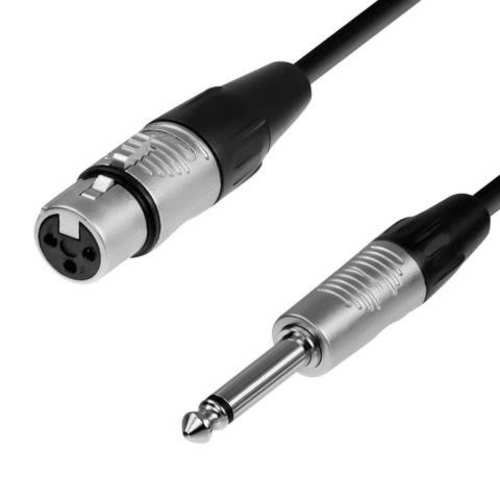 Cable xlr hembra a plug 6.3 mono, 10 mts, negro