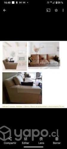 Sofá de 3 cuerpos, cojines rellenos con pluma