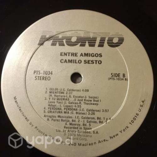 Camilo Sesto Vinilo Lp. Entre Amigos