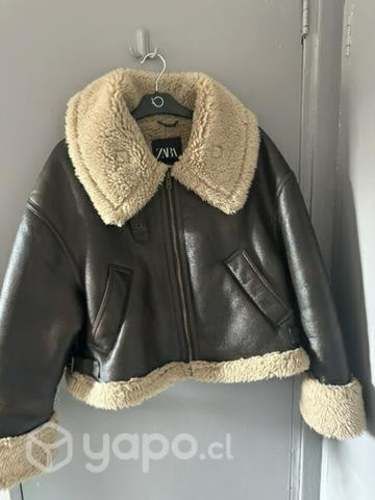 Zara- Cazadora corte doble faz - marrón - Mujer