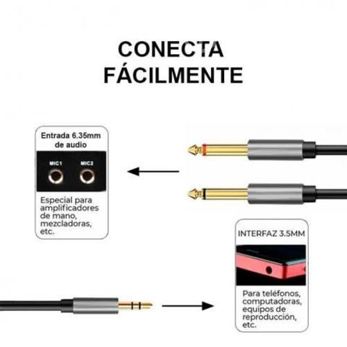 Cable Audio Mini Jack 3.5mm Estereo 2 Jack 6.35mm