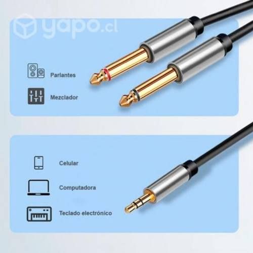 Cable Audio Mini Jack 3.5mm Estereo 2 Jack 6.35mm