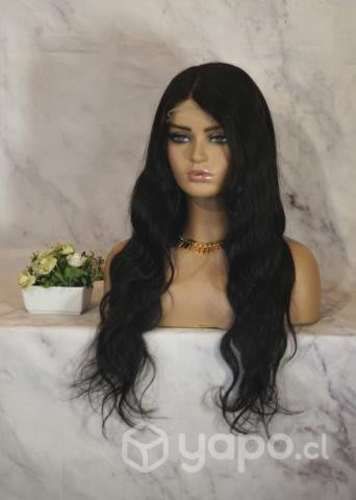 Peluca Natural , Castaño oscuro