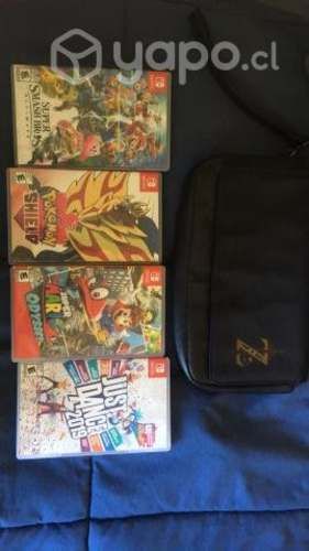 4 juegos de nintendo switch mas funda protectora