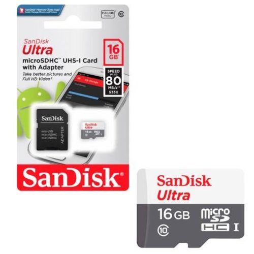 Tarjeta de Memoria MicroSD SanDisk 16GB +Adaptador