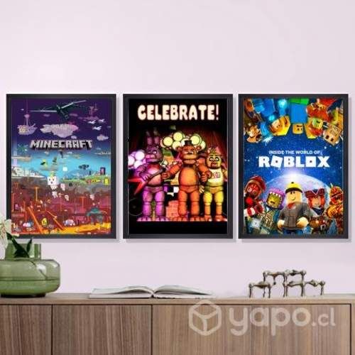 Pack 3 Cuadros Decorativos MINECRAFT-FNAF-ROBLOX