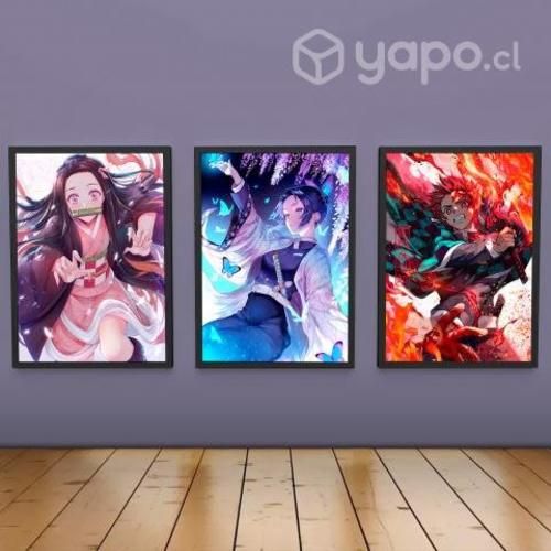 Pack 3 Cuadros Póster Decorativos DEMON SLAYER