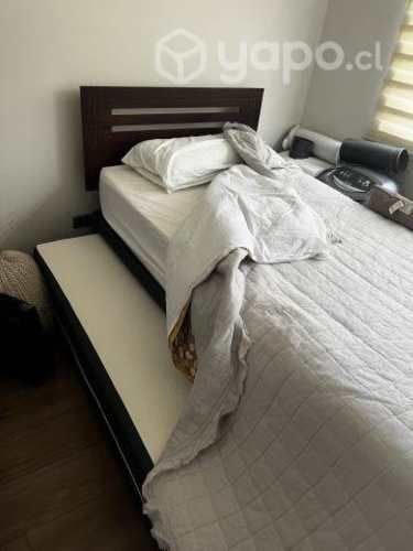 Cama cic 1,5 plaza con cama nido y respaldo