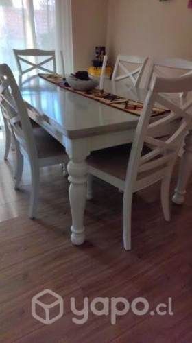 Comedor Vintage 6 silla madera con resortes.