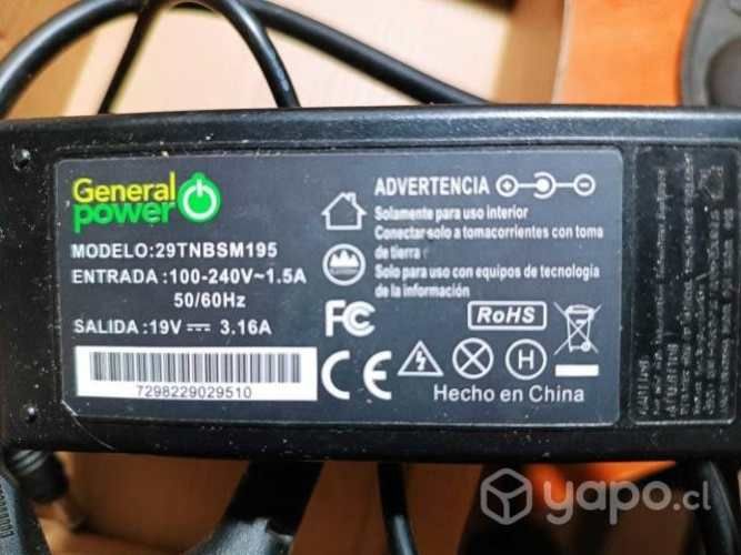 Cargador notebook acer 19v 3.16a
