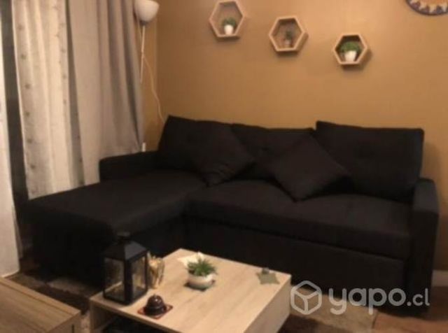 Sofá cama estilo L negro en impecables condiciones