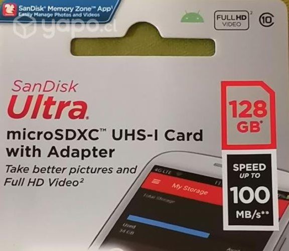 Tarjeta de memoria microSD de 128GB marca SanDisk