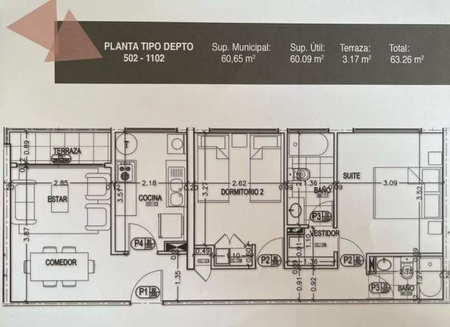 Vendo Departamento 2 Dormitorios en Av. Brasil valor 4.700UF