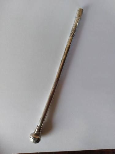 Bombilla mate de plata maciza