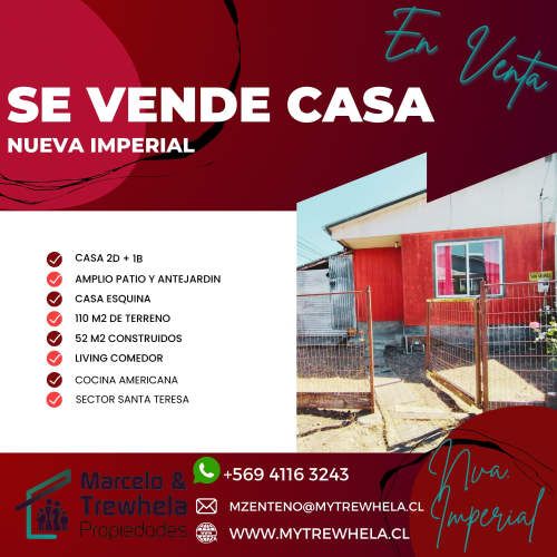 En venta, casa esquina ubicada en Nueva Imperial, IX Región