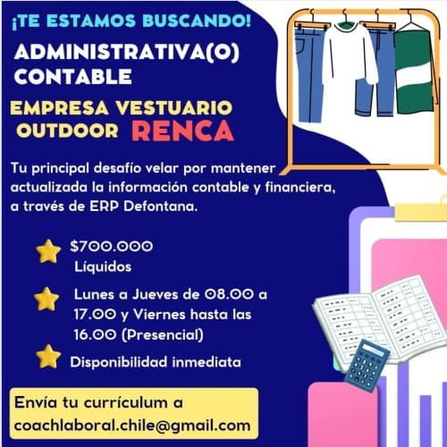 Administrativa (o) Contable RENCA (Sector industrial)