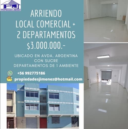 ARRIENDO LOCAL COMERCIAL MAS 2 DEPARTAMENTOS