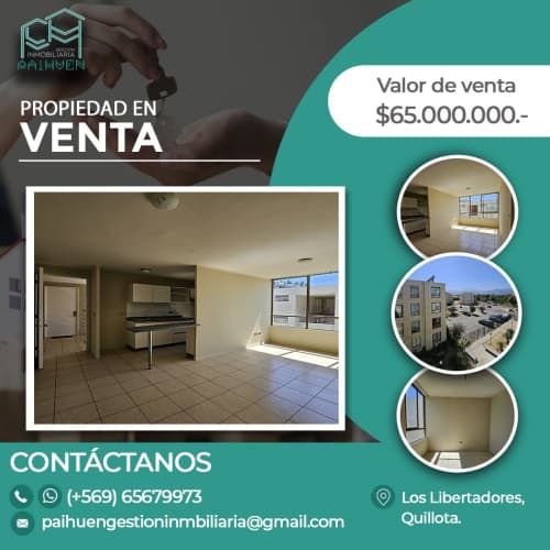 Se vende departamento Condominio Los Libertadores, Quillota.