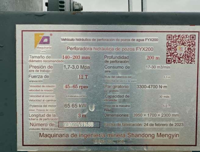 2023 Perforadora de Pozo Feida FYX200 para 200 mts – Incluye Compresor con motor Cummins