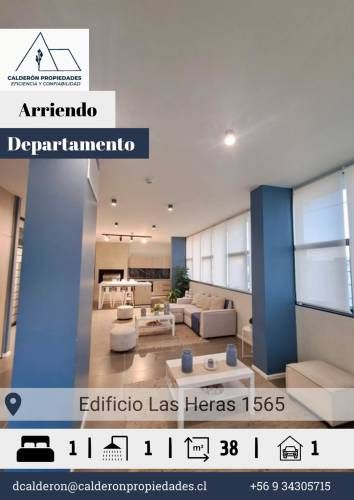 Se arrienda hermoso y luminoso departamento en Edificio Las Heras 1565