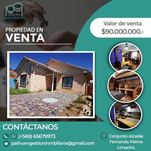 Se vende casa independiente de un piso, 2 dormitorios y 2 baños, comuna de Limache.