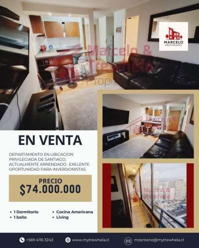 VENDO DEPARTAMENTO 1D+1B. COMUNA DE SANTIAGO. CODIGO #1016