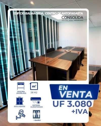 EN VENTA MODERNA OFICINA AMOBLADA CENTRO DE ANTOFAGASTA