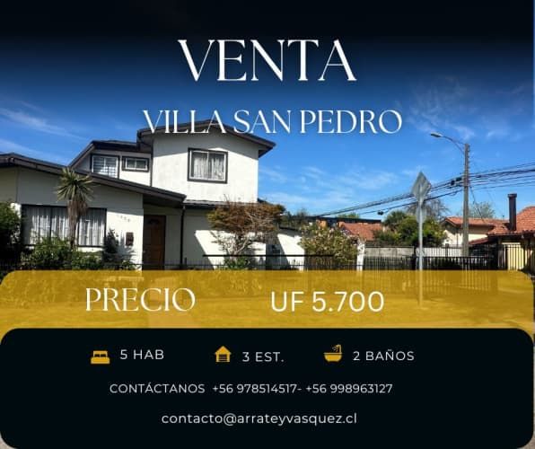 Venta Amplia Casa Villa San Pedro