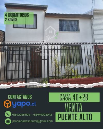 Venta Casa Puente Alto 4D+2B
