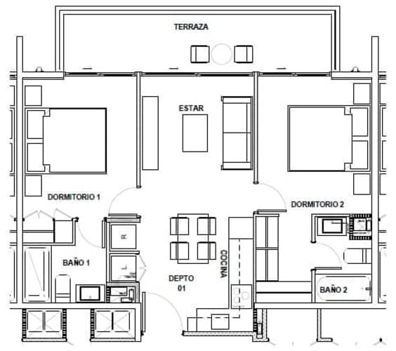 DEPTO 2D/2B SUITE PISO 17 DESPEJADA VISTA AL MAR
