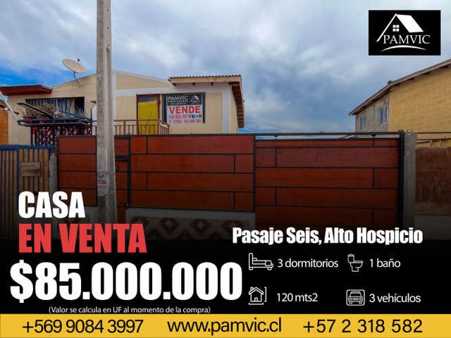 Casa en Pasaje Seis, Alto Hospicio