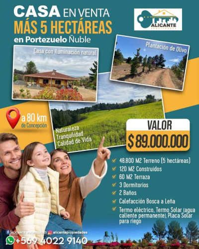 Parcela 5 Hectareas En Venta Incluye Casa 3d 2b Portezuelo