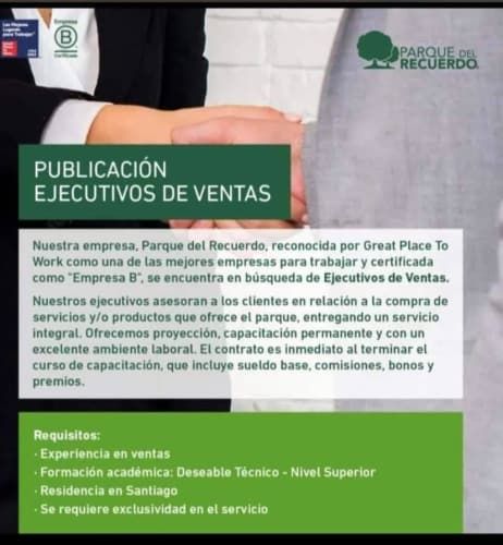 Ejecutivo de ventas y mantención