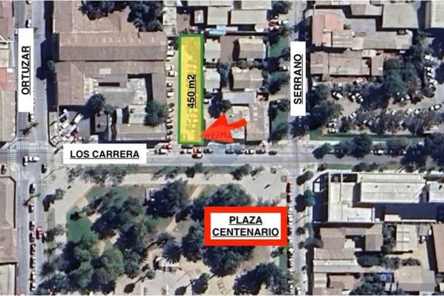 Sitio 450 m2 frente plaza centenario, melipilla