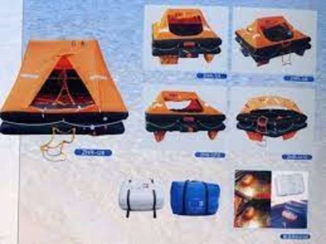 Balsa salvavidas inflable automática, 4 personas sin uso.