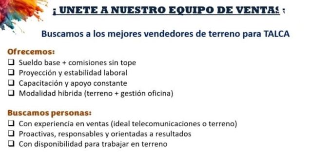 Ejecutivo Ventas Terreno Talca