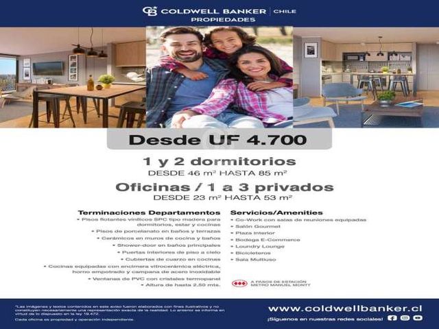 Nuevo SIN COMISION, cercano metro Manuel Montt