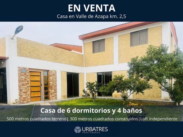 Venta Casa solida 300 m² terreno 500 m² en Valle Azapa