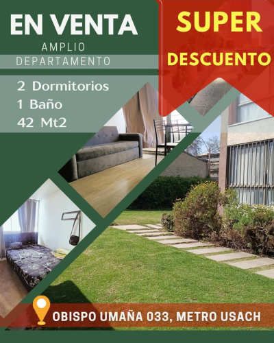 DEPARTAMENTO Muy Cerca del Metro de la Universidad de Santiago