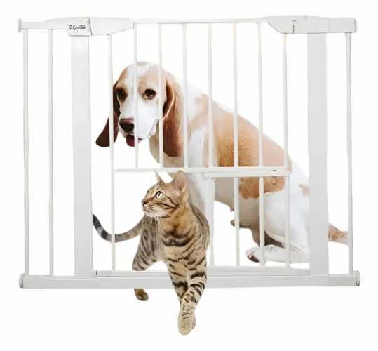 Reja De Seguridad Adaptable Extra Ancha Con Puerta Pequeña Blanco