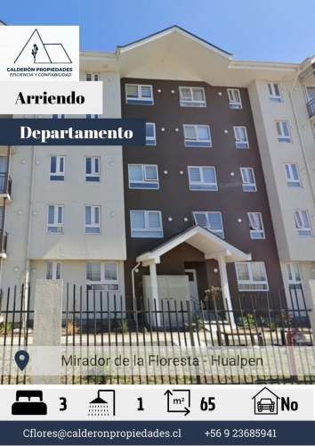 Arriendo iluminado Departamento – Mirador de la Floresta, Hualpén