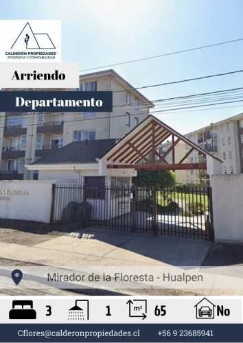Arriendo iluminado Departamento – Mirador de la Floresta, Hualpén
