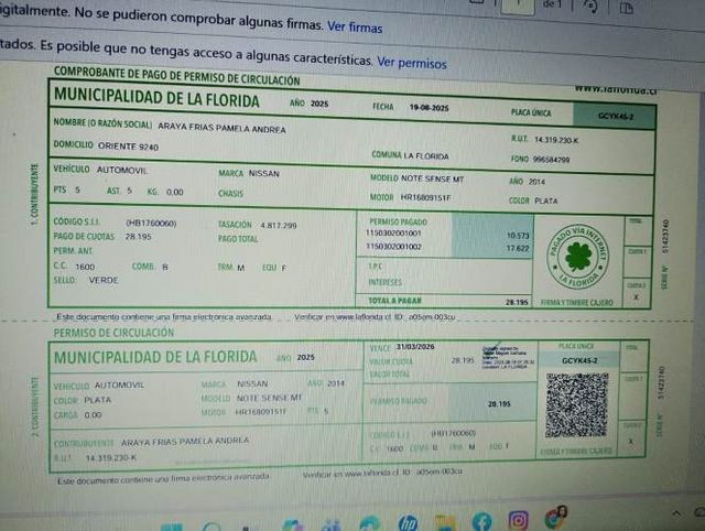 Nissan Note año 2014