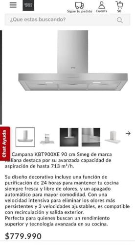 Campana KBT900XE 90 cm SMEG de marca italiana Aspiración 713M3/h