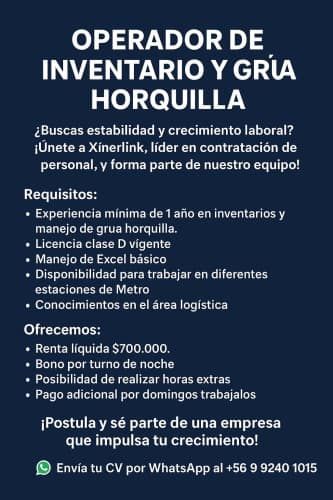 Operario con Licencia D / Lo prado - Cerrillos