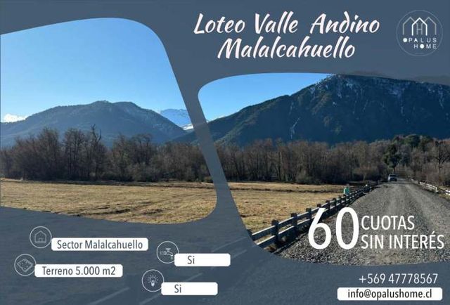 VENTA DE PARCELA EN LOTEO VALLE ANDINO MALALCAHUELLO