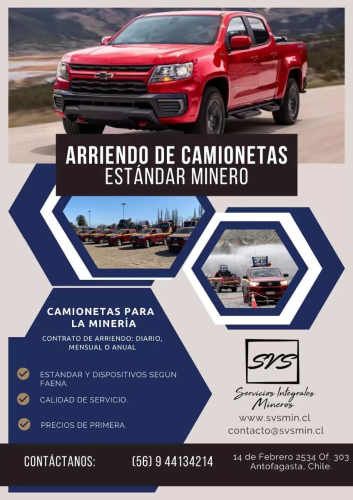 Arriendo camionetas 4x4 estándar minero