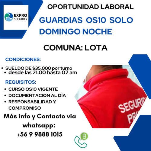 guardia os10 solo domingo noche 35.000